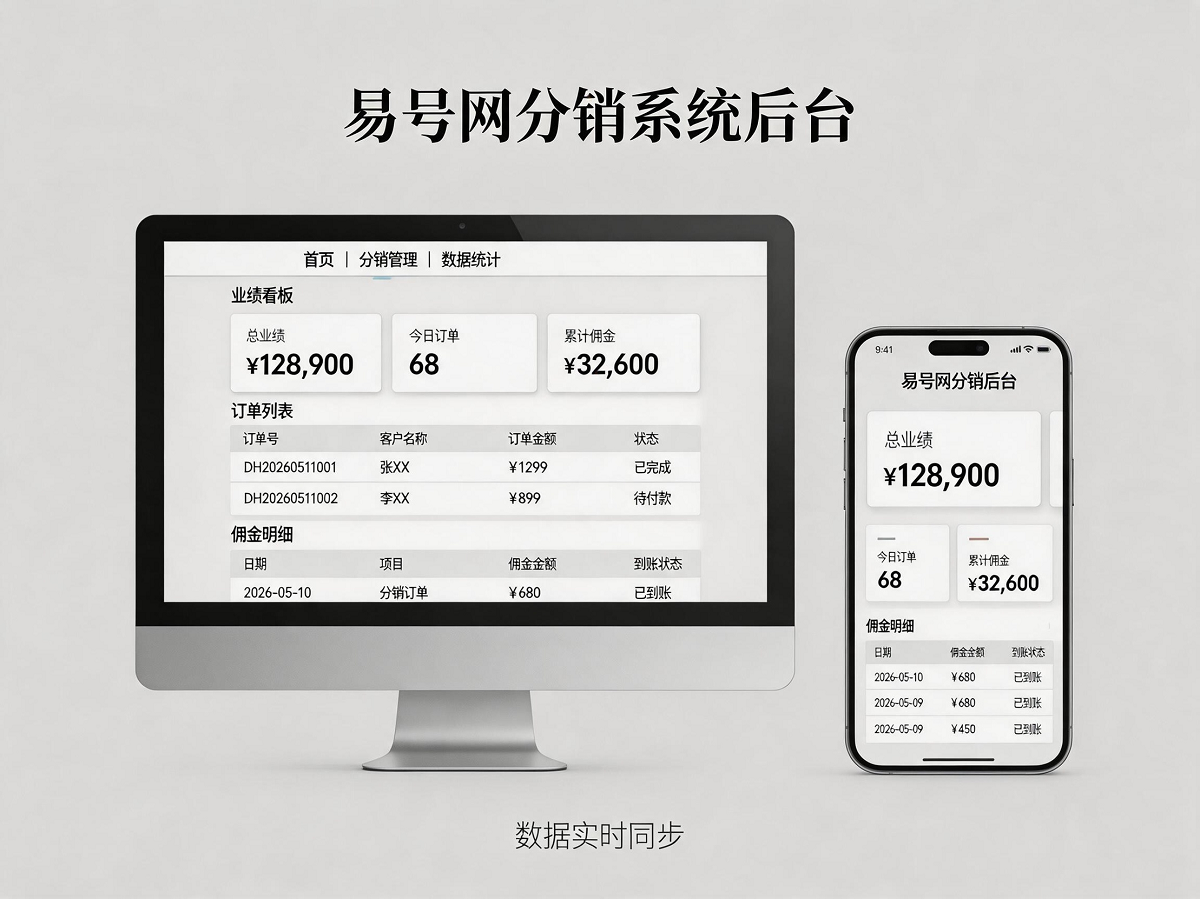 易号网分销系统后台操作界面示意图